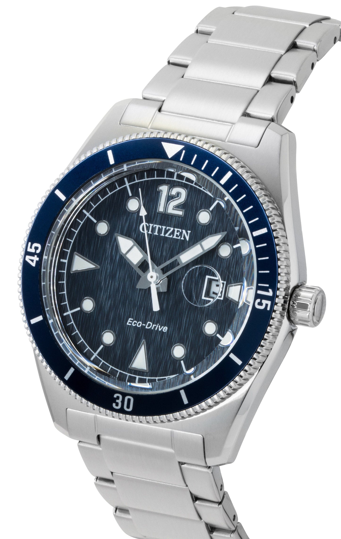 Citizen Eco-Drive Edelstahl Blaues Zifferblatt Solar AW1881-52L 100M Herrenuhr