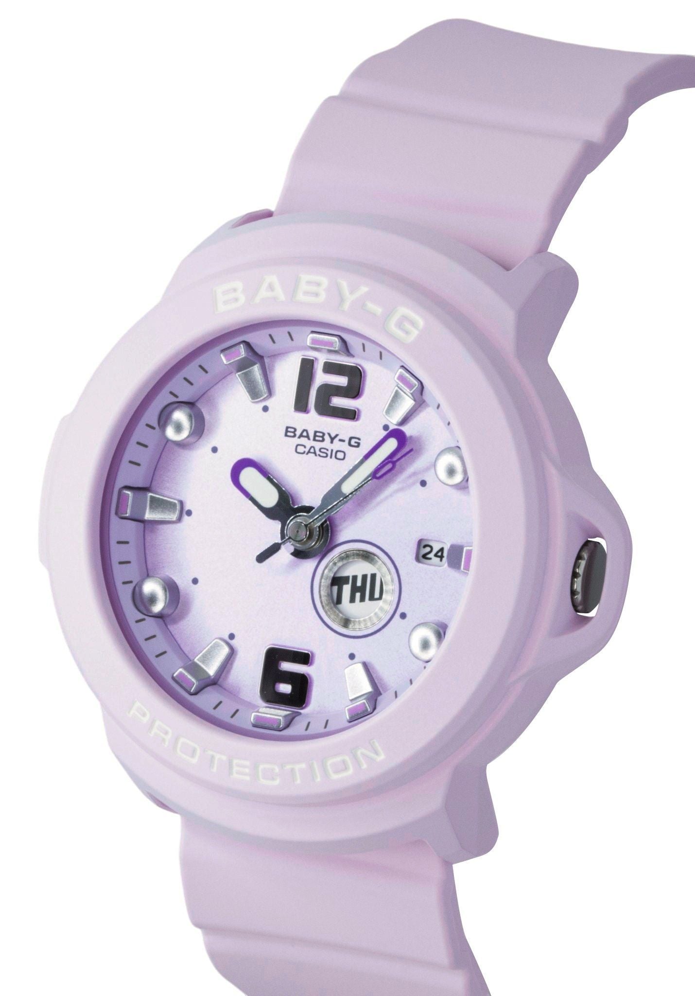 Casio Baby-G Plus Analog Resin Purple Dial Quarz BGA-15K-6A 100M Damenuhr With Convertible Holder