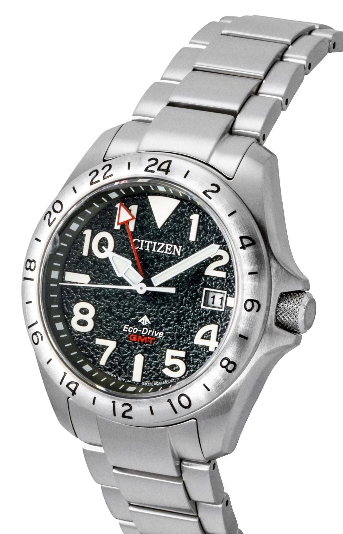 Citizen Promaster GMT Edelstahl Schwarzes Zifferblatt Eco-Drive Taucher BJ7150-50E 200M Herrenuhr