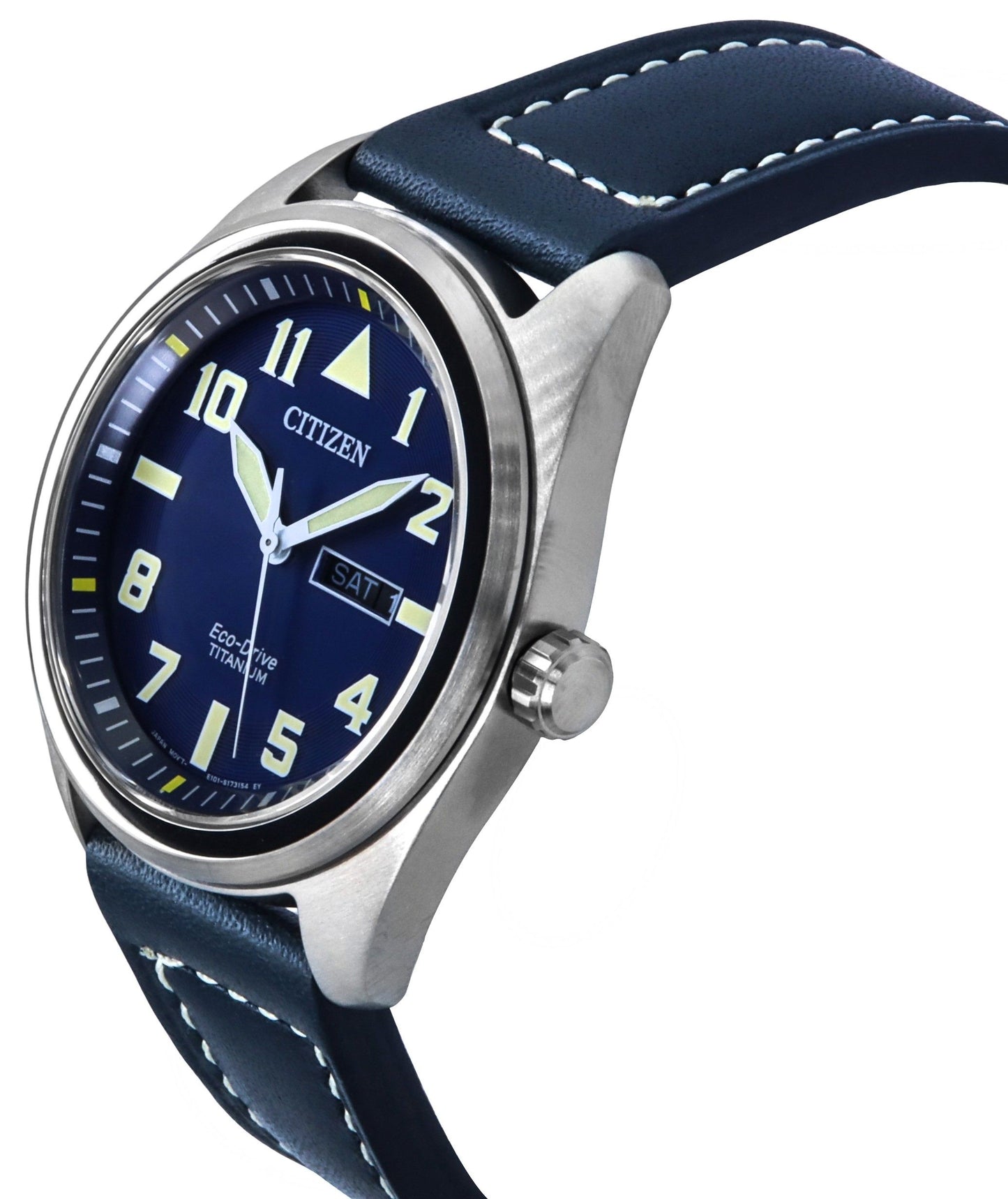 Citizen Eco-Drive Super Titanium Blue Lederarmband Blaues Zifferblatt BM8560-45L 100M Herrenuhr