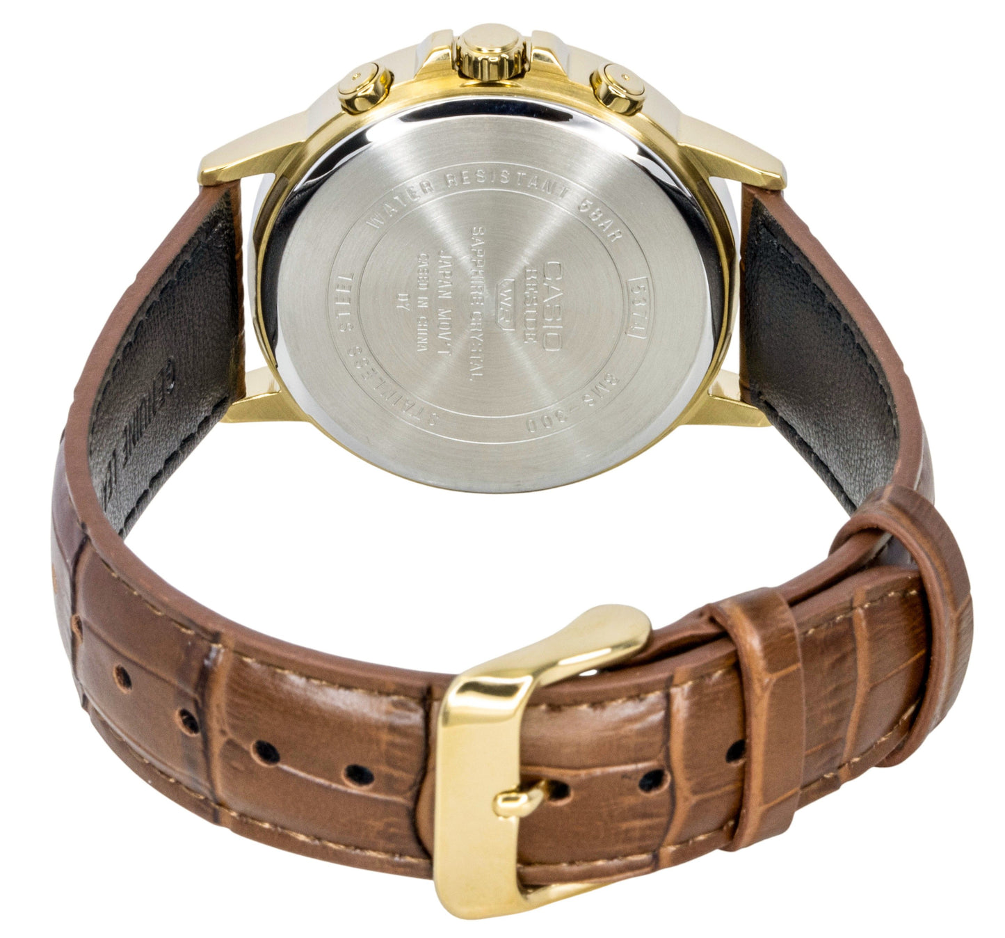 Casio Beside Analog Lederarmband Gold Dial Quarz BMS-300GL-5AV Herrenuhr