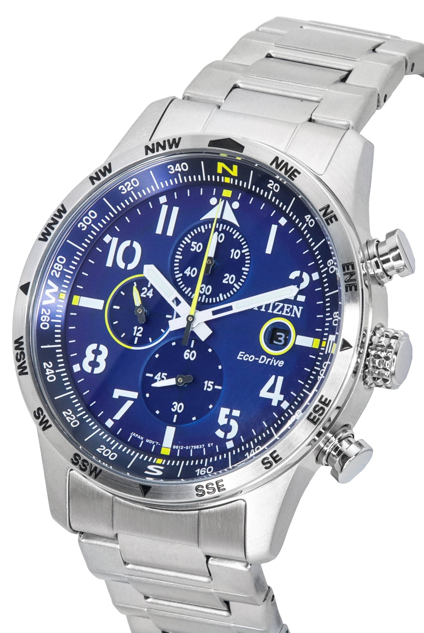 Citizen Pilot Edelstahl Blaues Zifferblatt Chronograph Eco-Drive CA0790-83L 100M Herrenuhr