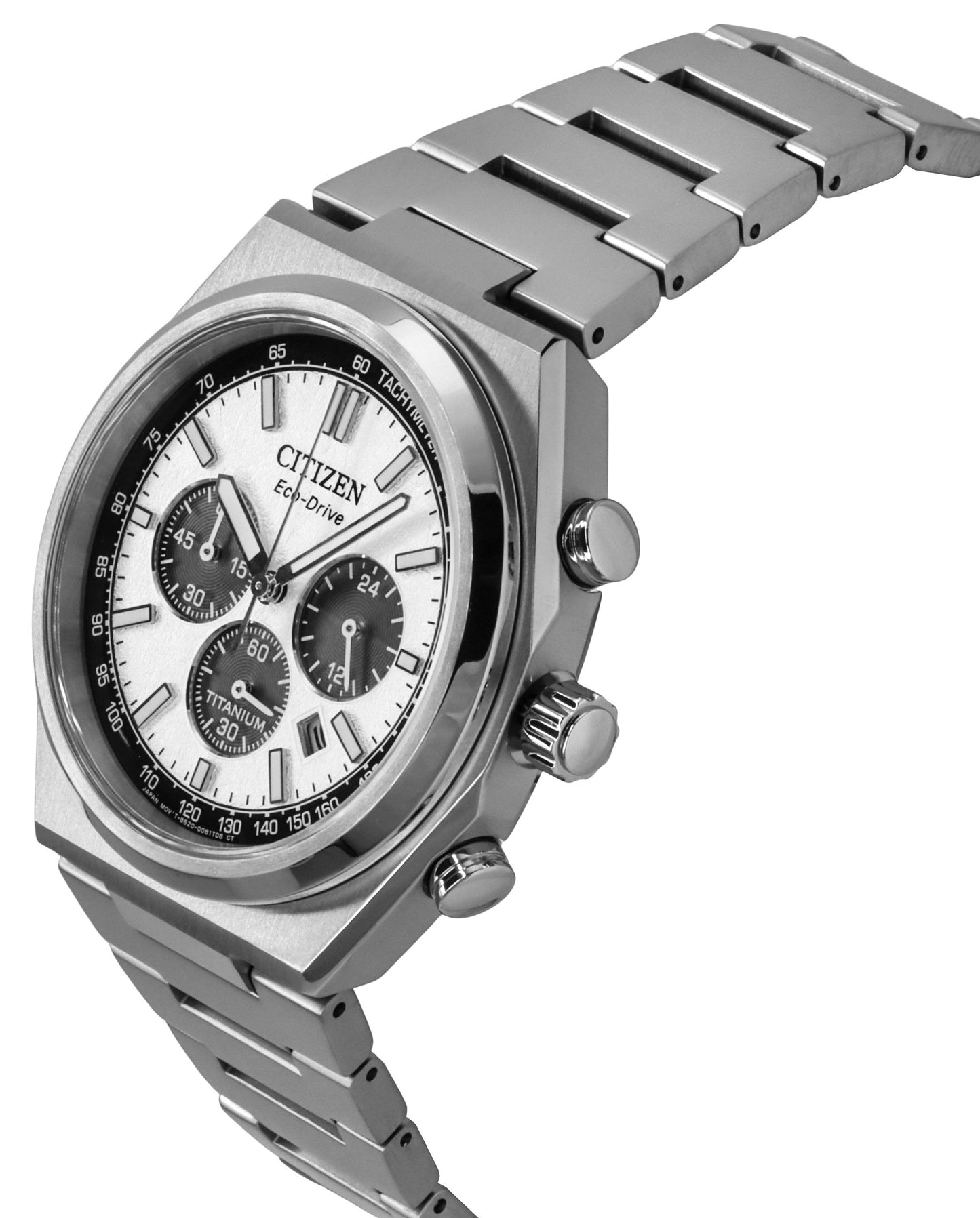 Citizen Zenshin Chronograph Super Titanium Silberfarbenes Zifferblatt Eco-Drive CA4610-85A 100M Herrenuhr