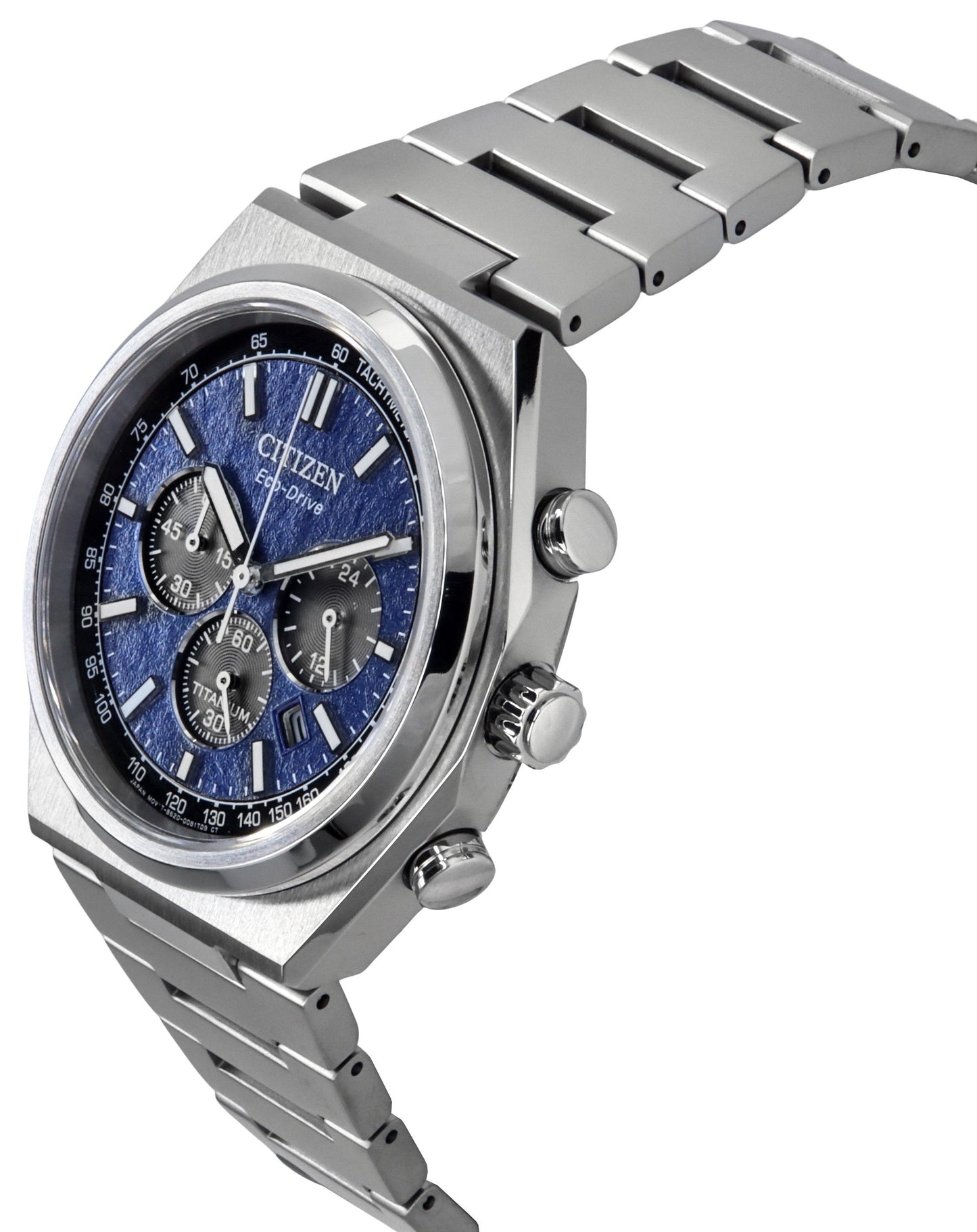Citizen Zenshin Chronograph Super Titanium Blaues Zifferblatt Eco-Drive CA4610-85L 100M Herrenuhr