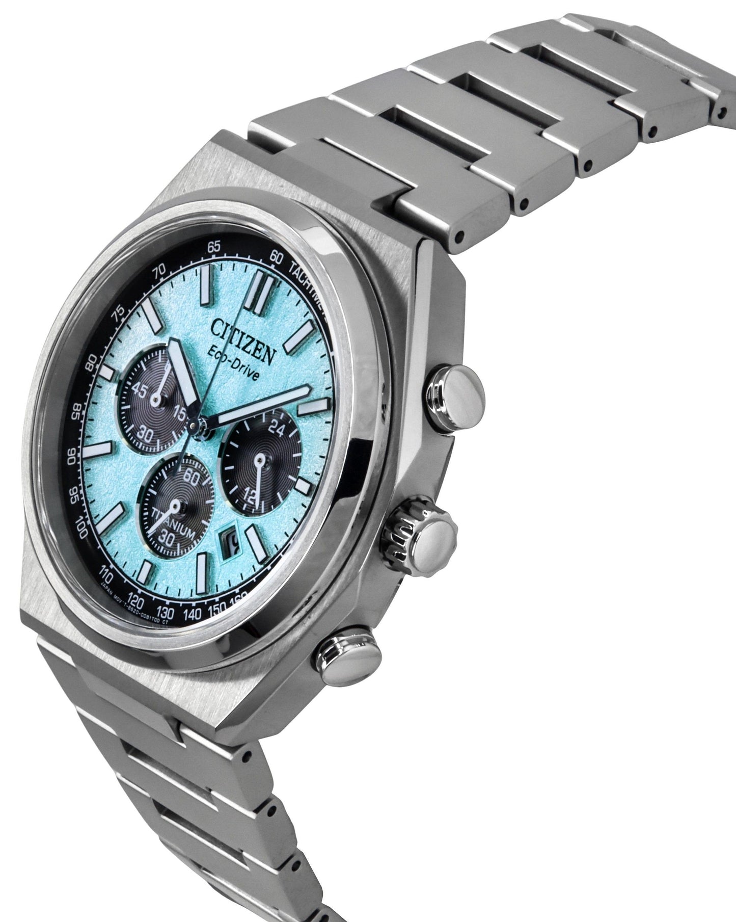 Citizen Zenshin Chronograph Super Titanium Ice Blaues Zifferblatt Eco-Drive CA4610-85M 100M Herrenuhr