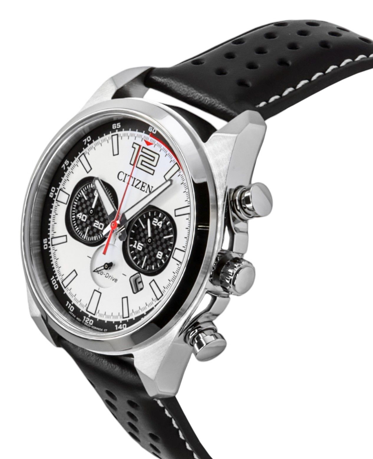 Citizen Eco-Drive Chronograph Lederarmband White Dial CA4640-09A 100M Herrenuhr