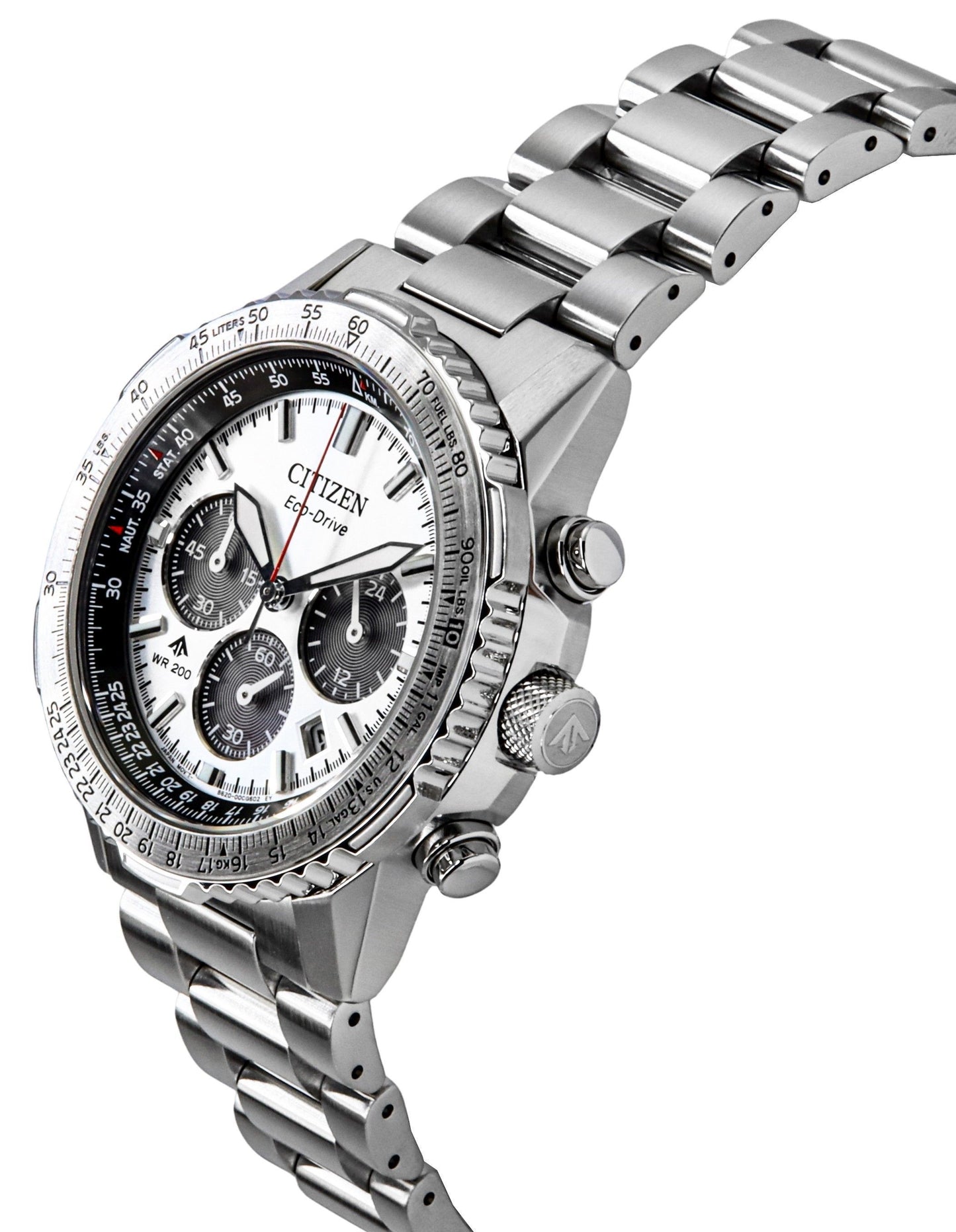 Citizen Promaster Navihawk Chronograph Edelstahl White Dial Eco-Drive Taucher CA4660-61A 200M Herrenuhr