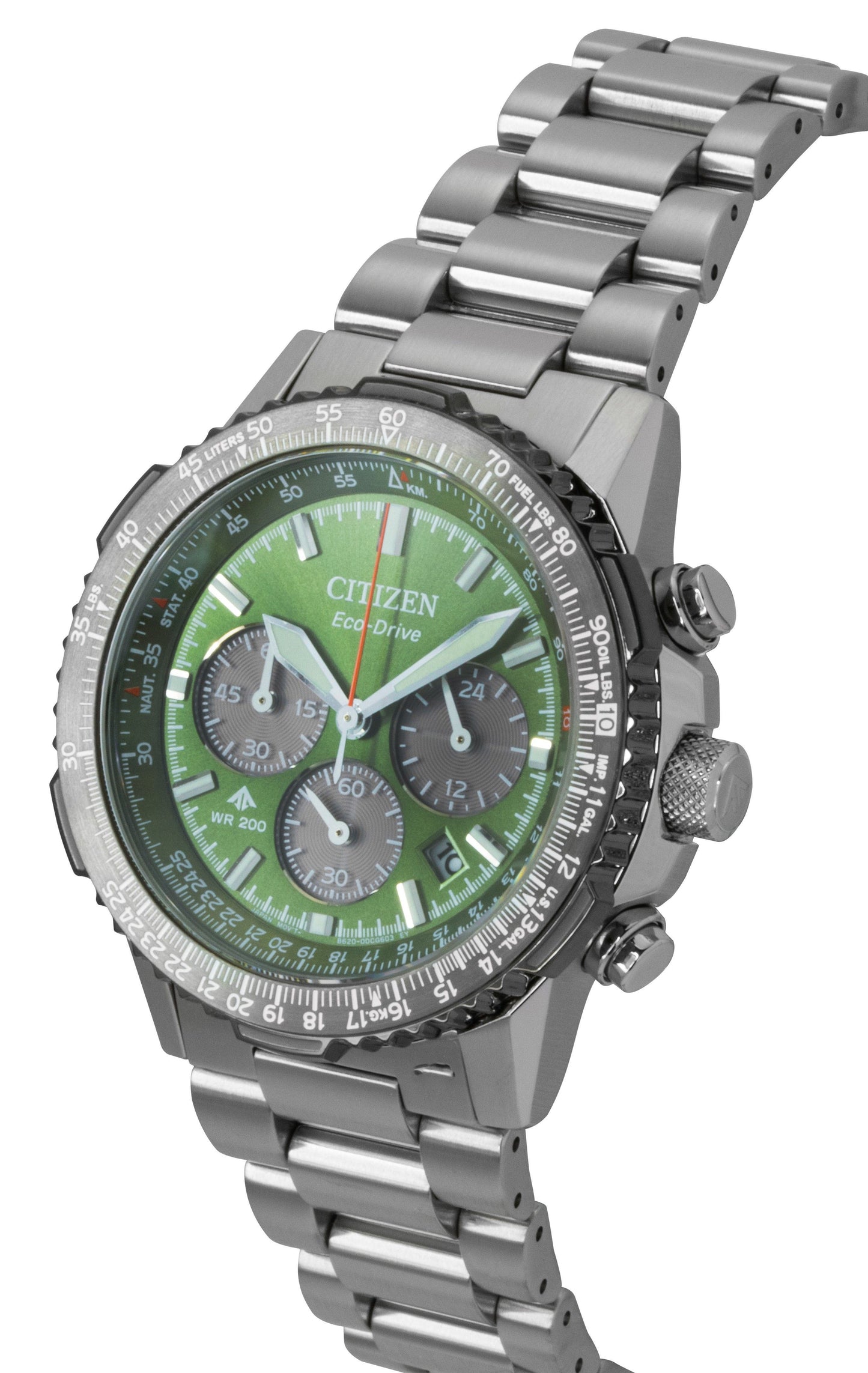 Citizen Promaster Sky Chronograph Edelstahl Gr?nes Zifferblatt Eco-Drive Taucher CA4664-60W 200M Herrenuhr