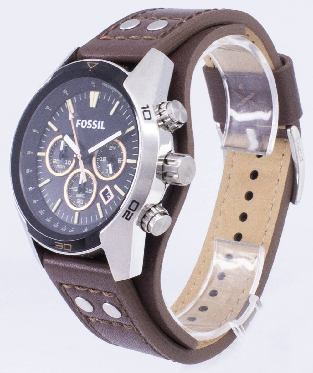 Fossil Coachman Chronograph Schwarzes Zifferblatt Brown Leather CH2891 Herrenuhr