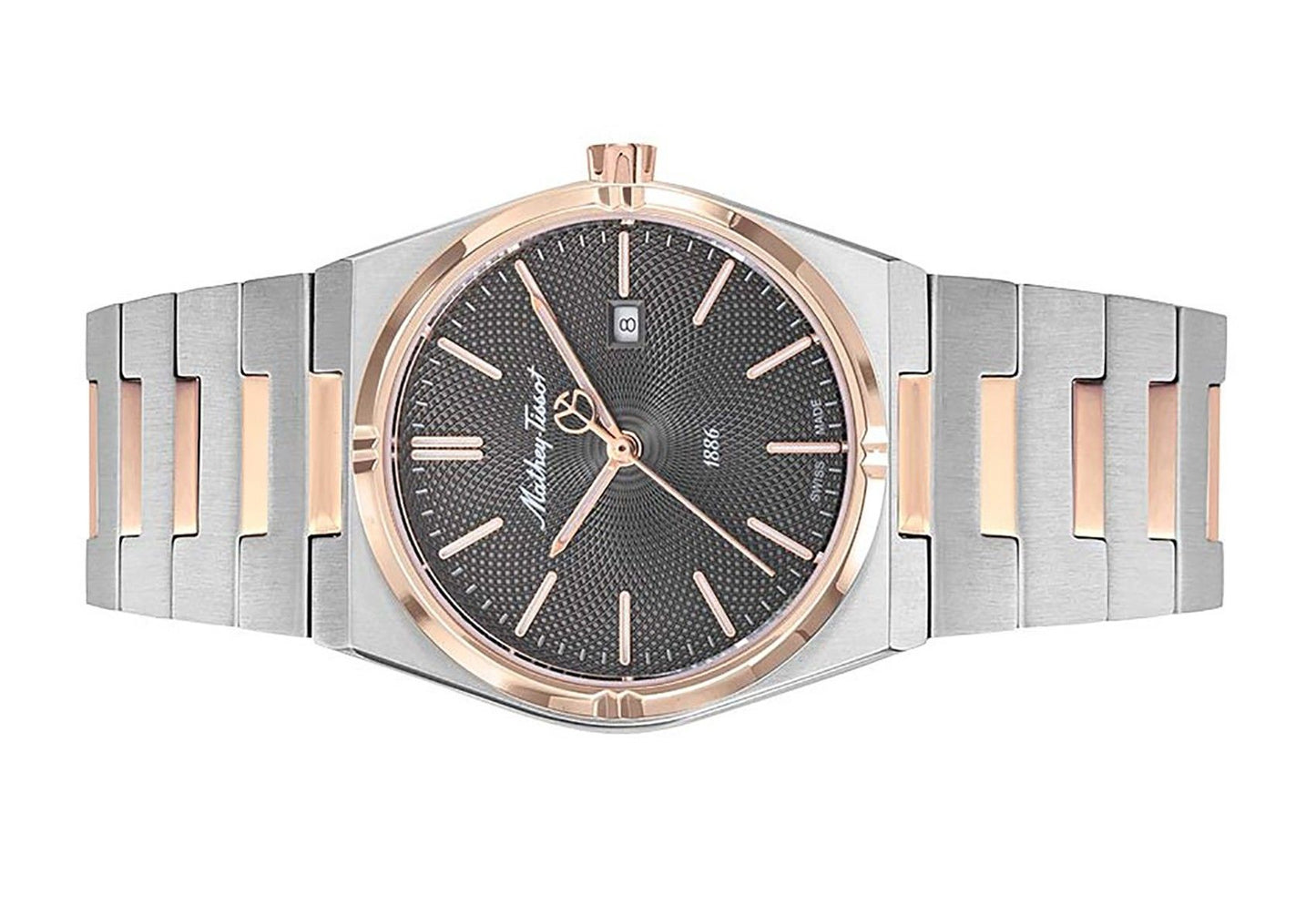 Mathey-Tissot Zeus Two Tone Edelstahl Schwarzes Zifferblatt Quarz D118RS Damenuhr