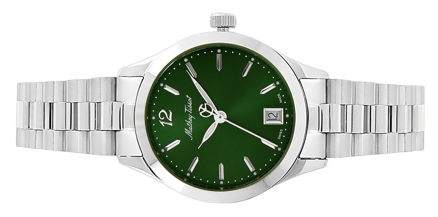 Mathey-Tissot Urban Edelstahl Grünes Zifferblatt Quarz D411MAV Damenuhr