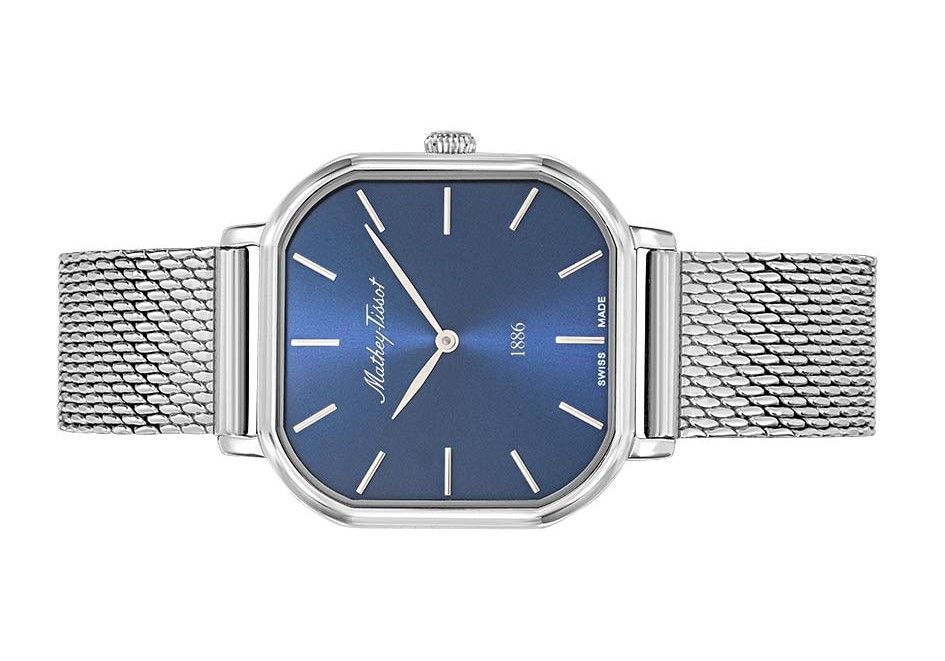 Mathey-Tissot Monsoon Square Edelstahl Blaues Zifferblatt Quarz D7917ABU Damenuhr