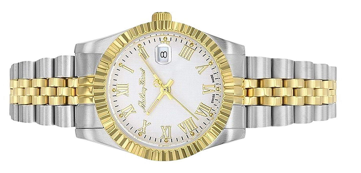 Mathey-Tissot Mathy III Roman Two Tone Edelstahl White Dial Quarz D810BBR Damenuhr