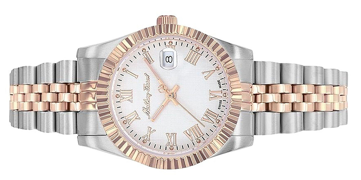 Mathey-Tissot Mathy III Roman Two Tone Edelstahl White Dial Quarz D810BRA Damenuhr