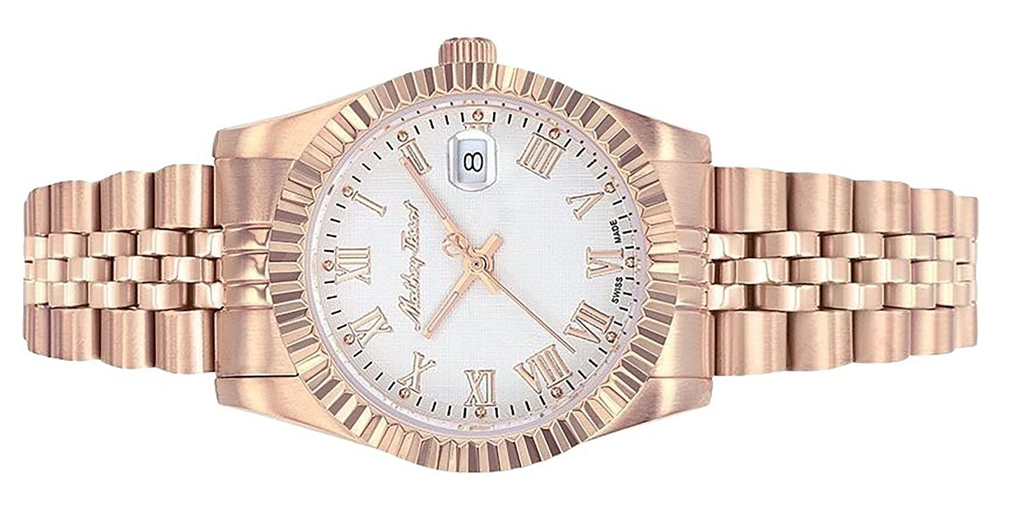 Mathey-Tissot Mathy III Roman Rose Goldfarben Edelstahl White Dial Quarz D810PRA Damenuhr