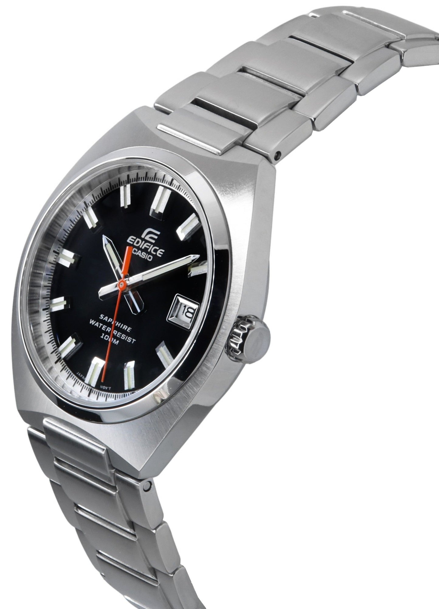 Casio Edifice Analog Edelstahl Schwarzes Zifferblatt Quarz EFB-109D-1AV 100M Herrenuhr