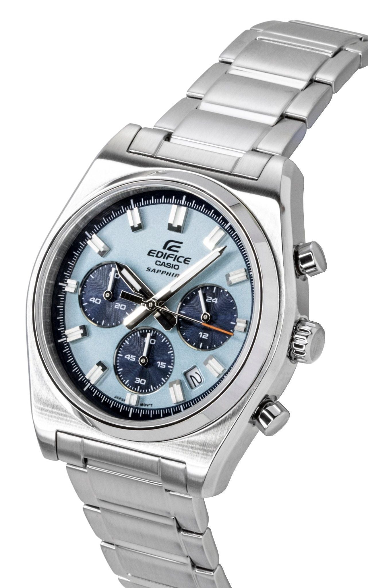 Casio Edifice Analog Standard Chronograph Edelstahl Blaues Zifferblatt Quarz EFB-730D-2BV 100M Herrenuhr