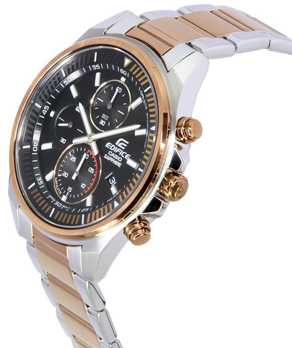 Casio Edifice Schwarzes Zifferblatt Two Tone Quarz EFR-S572GS-1A EFRS572GS-1 100M Herrenuhr