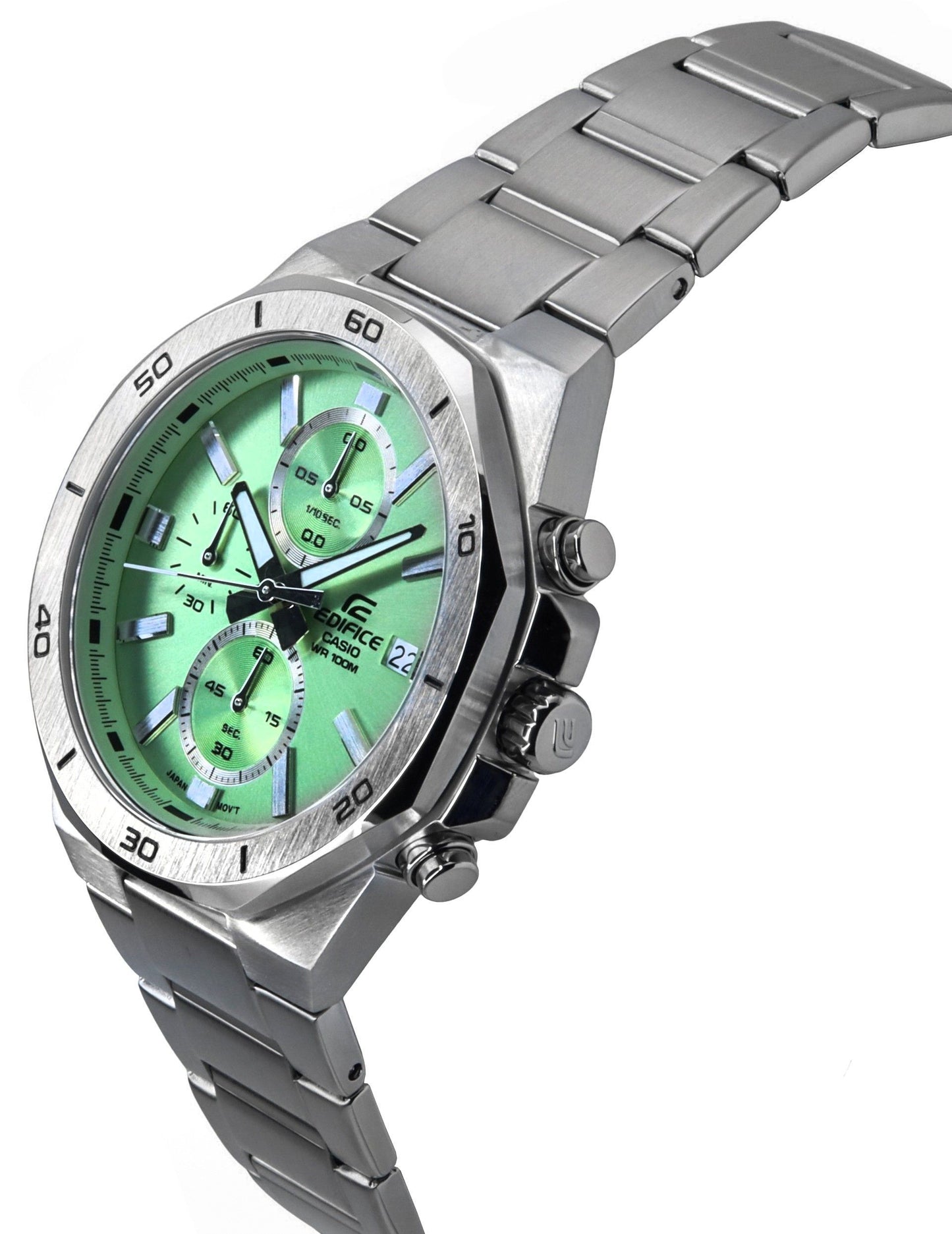 Casio Edifice Standard Chronograph Analog Edelstahl Gr?nes Zifferblatt Quarz EFV-640D-3AV 100M Herrenuhr