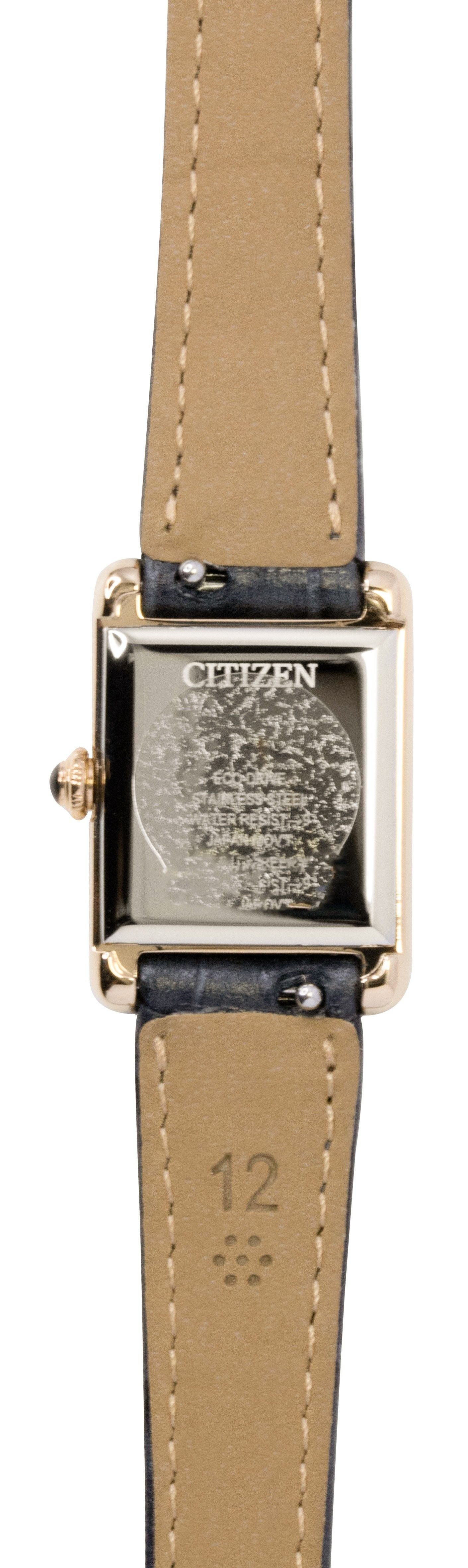Citizen Analog Lederarmband Silberfarbenes Zifferblatt Eco-Drive EG2799-18W Damenuhr