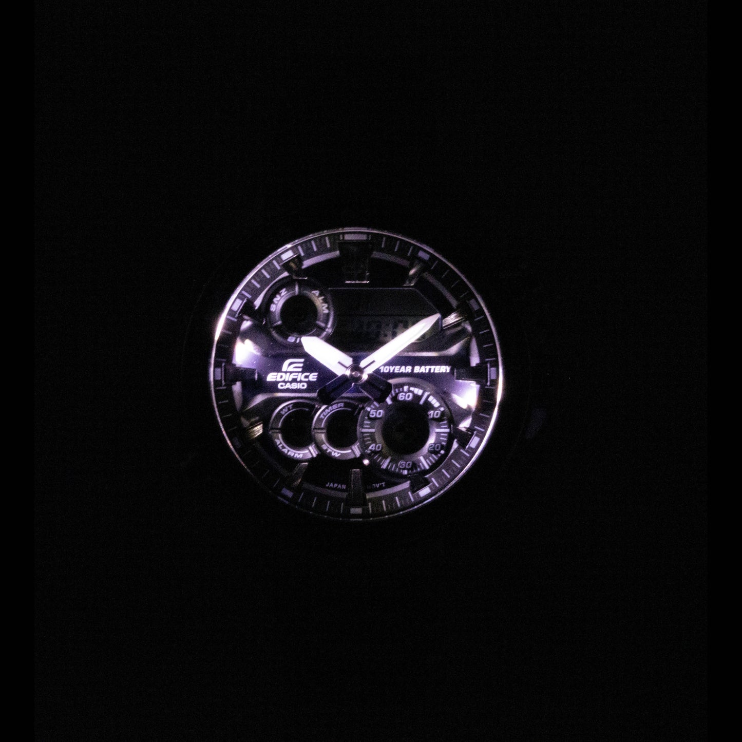 Casio Edifice Analog Digital Edelstahl Blaues Zifferblatt Quarz ERA-130D-2A 100M Herrenuhr