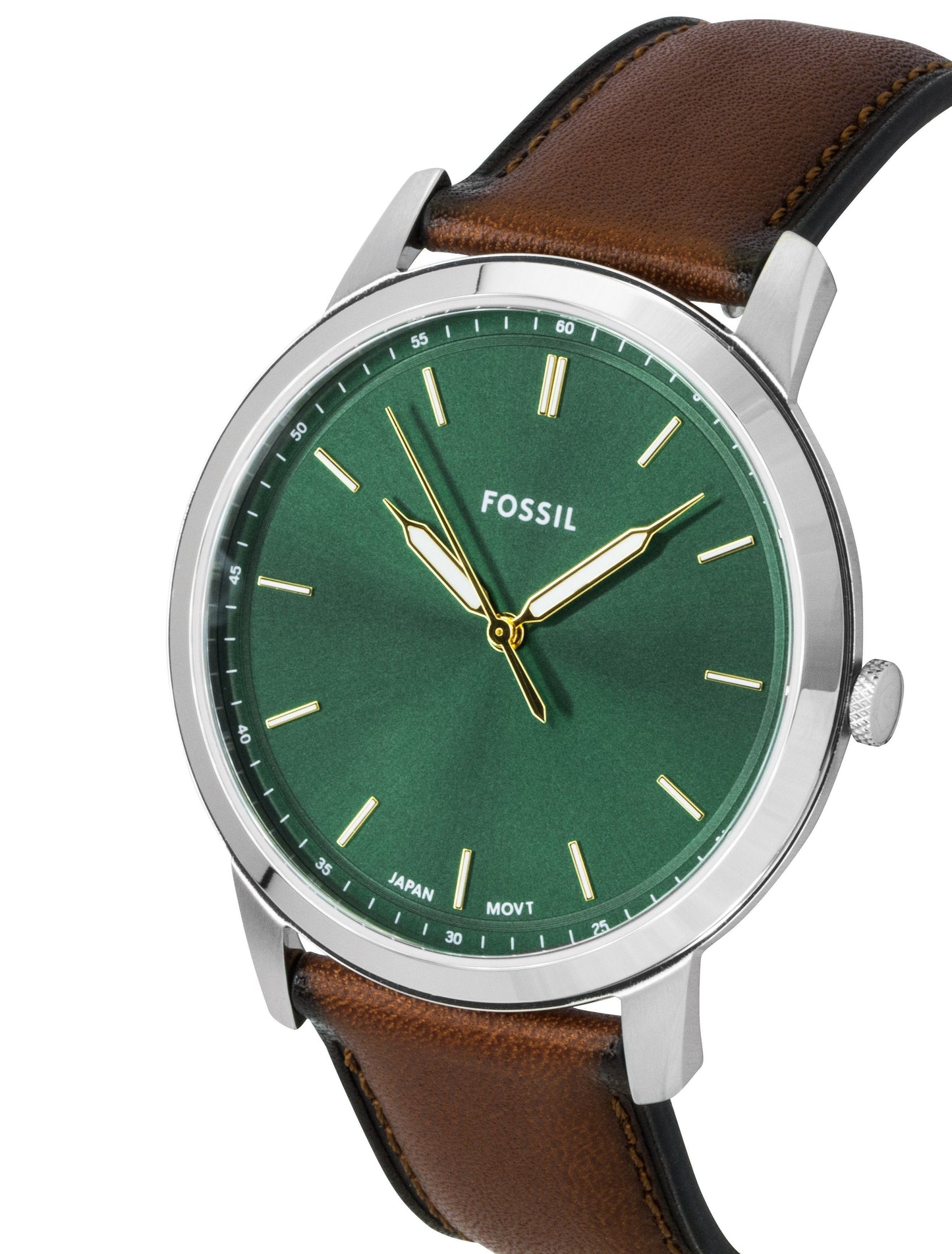 Fossil Minimalist Lederarmband Gr?nes Zifferblatt Quarz FS6094 Herrenuhr