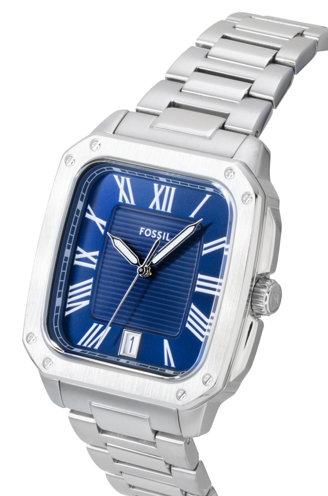 Fossil Crosby Edelstahl Blaues Zifferblatt Quarz FS6121 Herrenuhr