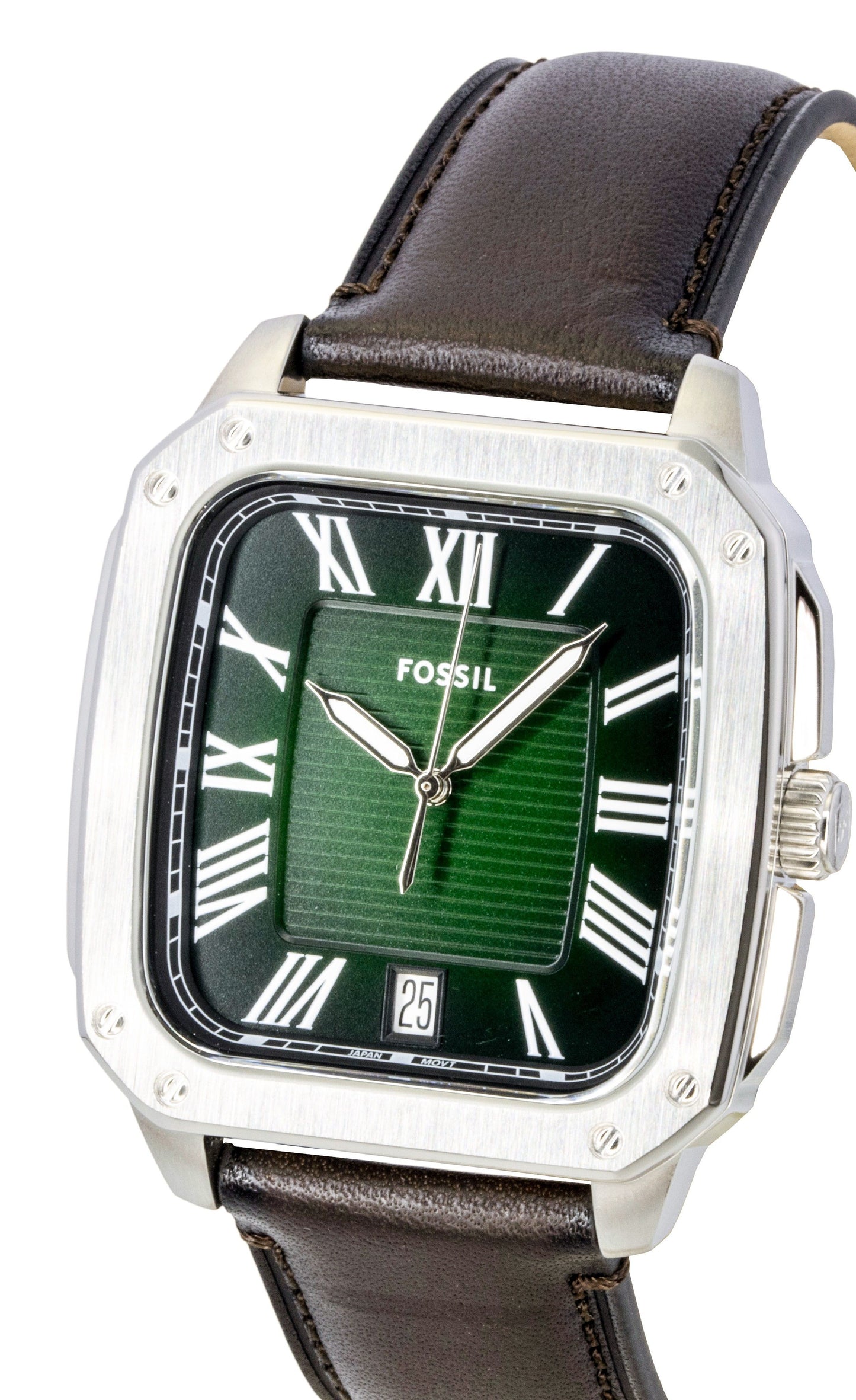 Fossil Crosby Lederarmband Gr?nes Zifferblatt Quarz FS6150 Herrenuhr