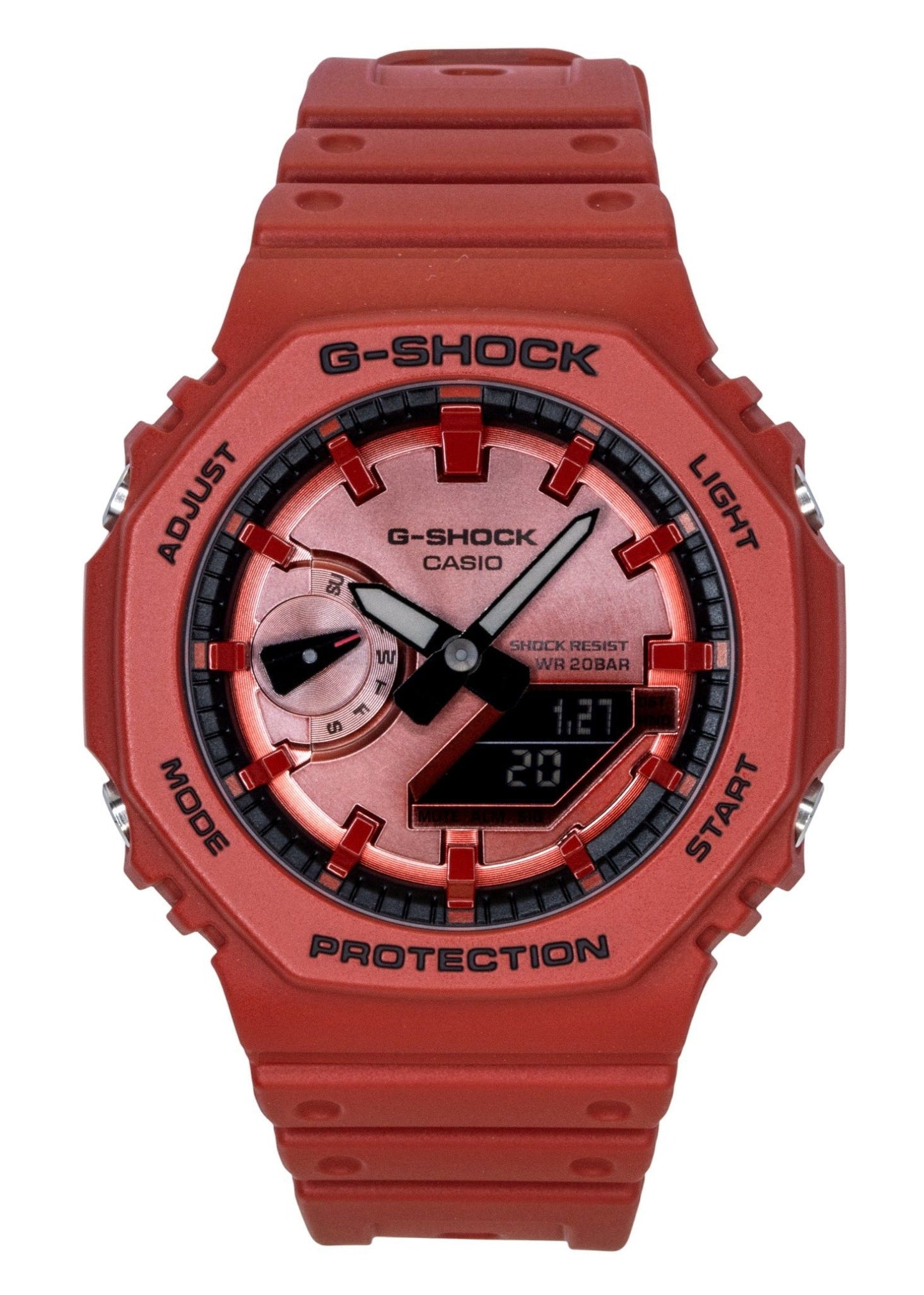 Casio G-Shock Analog Digital Red Bio-Based Resin Strap Quarz GA-2100RRB-4A 200M Herrenuhr