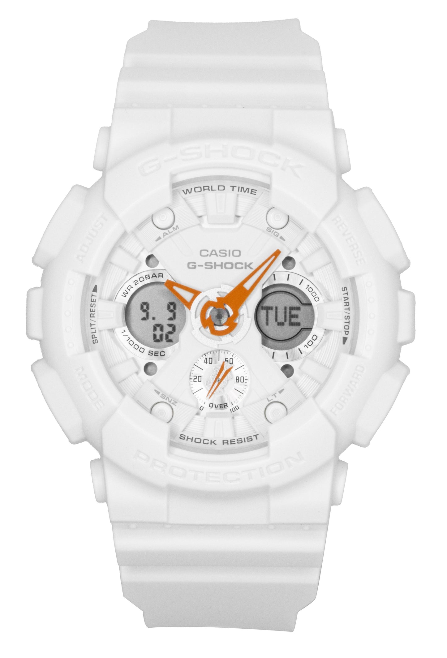 Casio G-Shock Analog Digital Bio-Based Resin White Dial Quarz GMA-S120SA-7A1 200M Damenuhr
