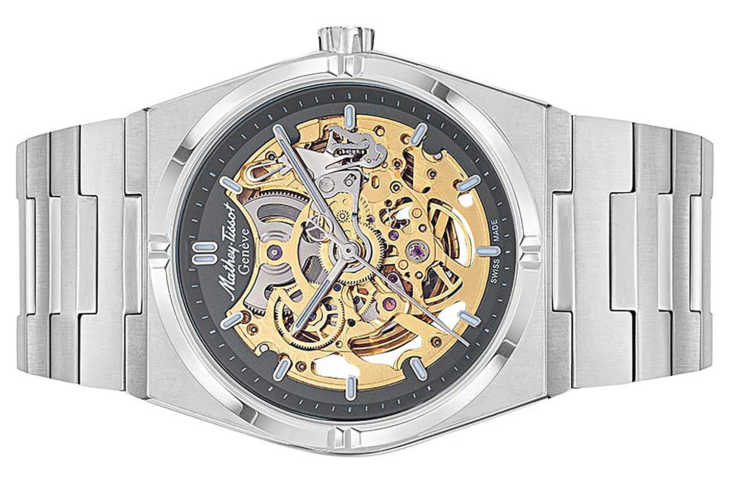 Mathey-Tissot Zeus Skeleton Edelstahl Graues Zifferblatt Automatik H118CFAS Herrenuhr