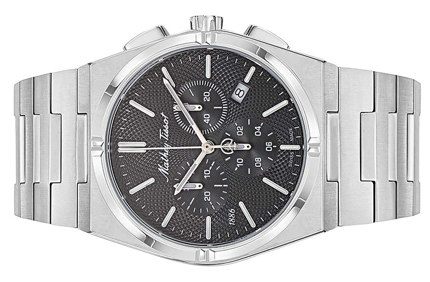 Mathey-Tissot Zeus Chrono Edelstahl Schwarzes Zifferblatt Quarz H118CHAN Herrenuhr