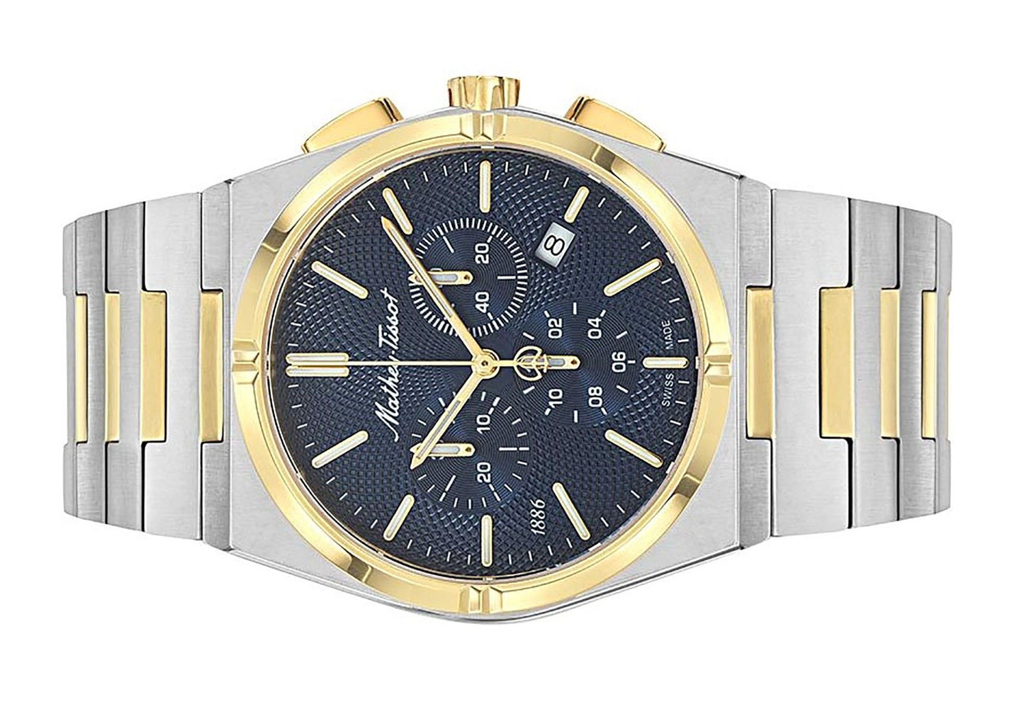 Mathey-Tissot Zeus Chrono Two Tone Edelstahl Blaues Zifferblatt Quarz H118CHBBU Herrenuhr