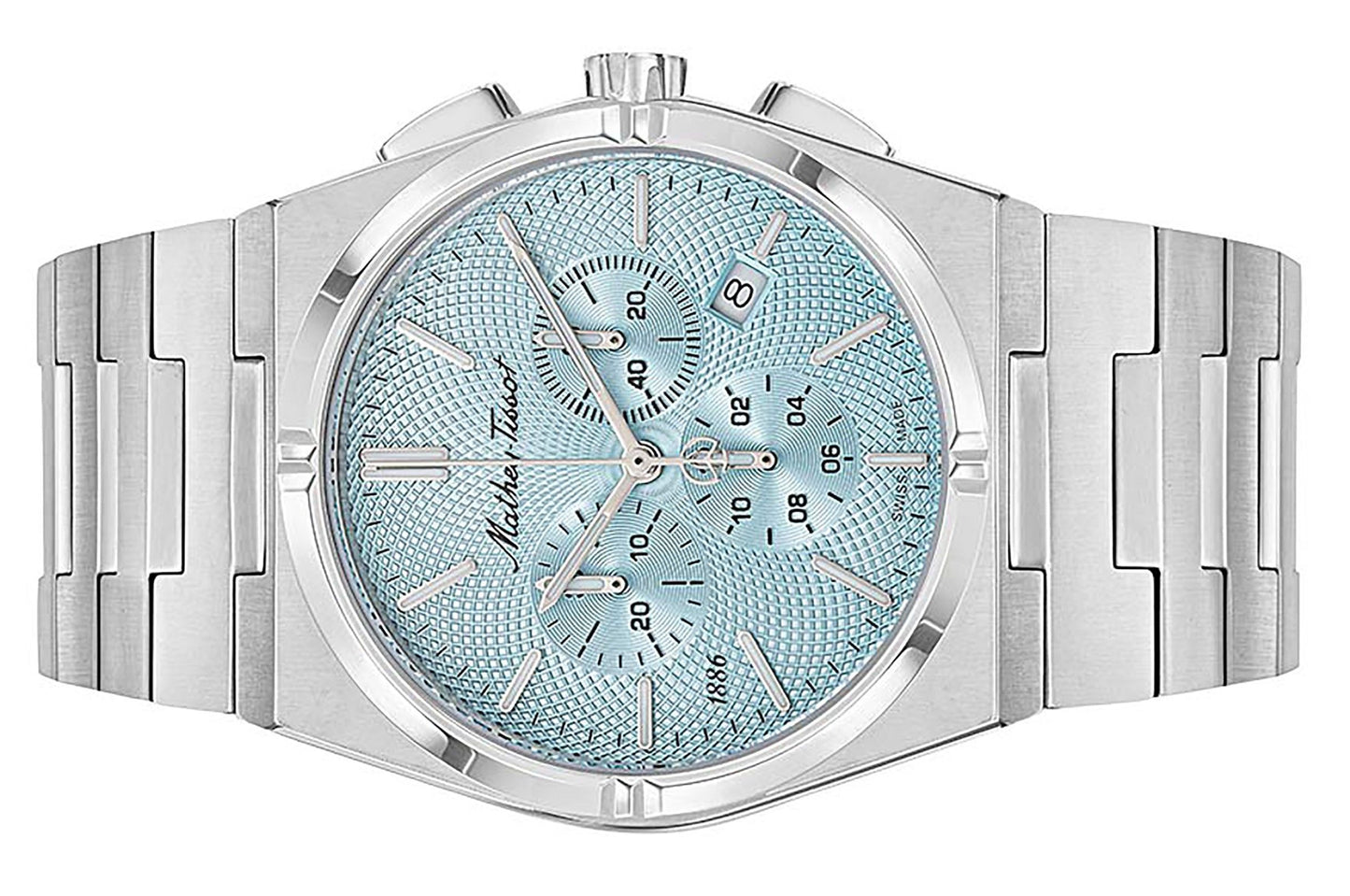 Mathey-Tissot Zeus Chrono Edelstahl Blaues Zifferblatt Quarz H118CHSK Herrenuhr