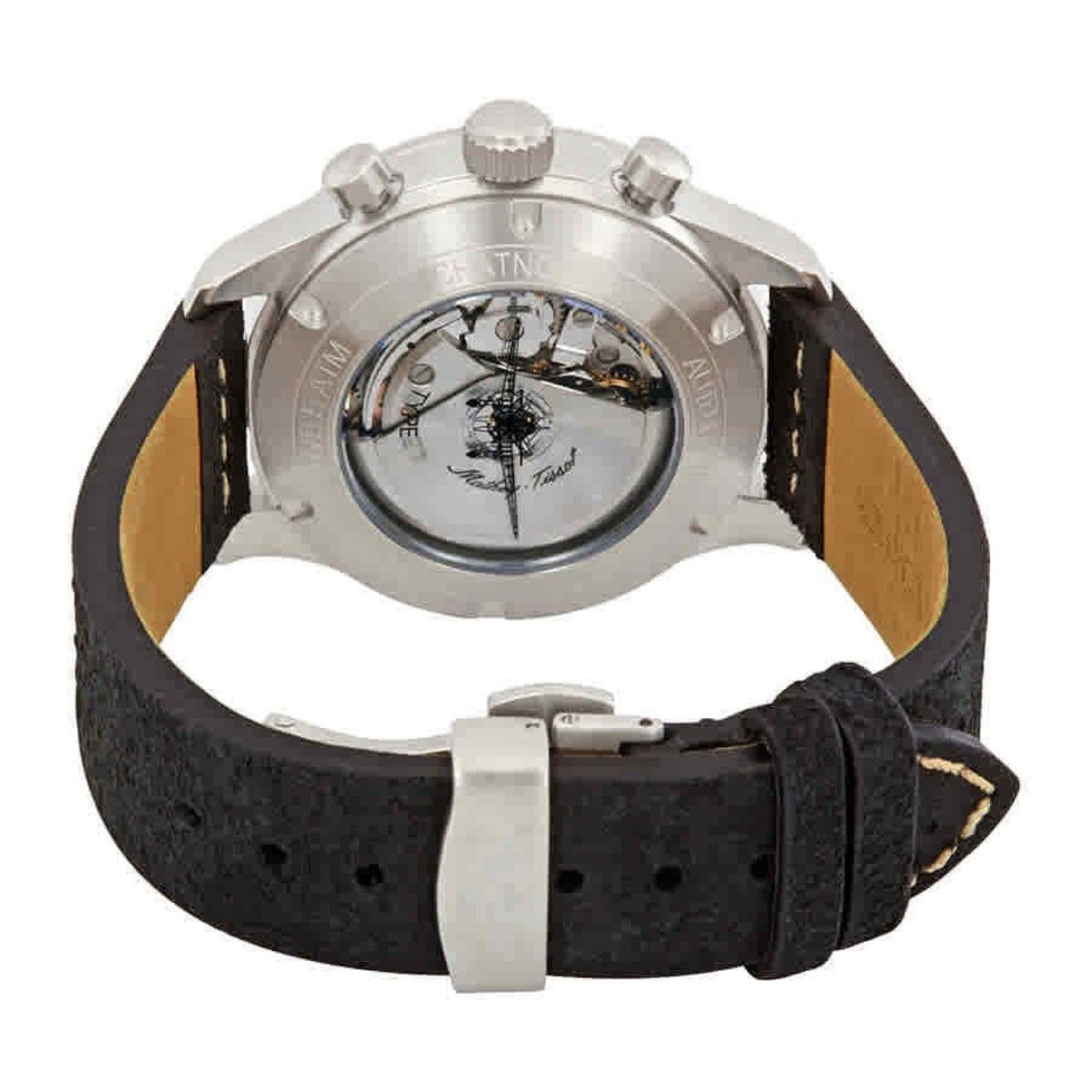 Mathey-Tissot Type 21 Chronograph Genuine Leather Schwarzes Zifferblatt Automatik H1821CHATLNG Herrenuhr