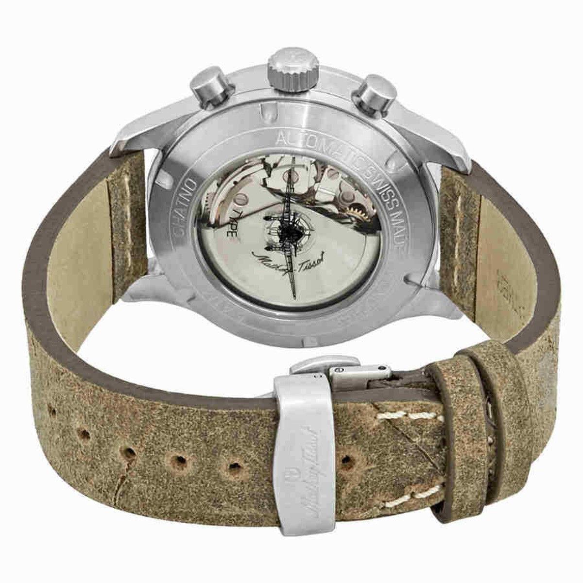 Mathey-Tissot Type 21 Chronograph Genuine Leather Schwarzes Zifferblatt Automatik H1821CHATLNO Herrenuhr