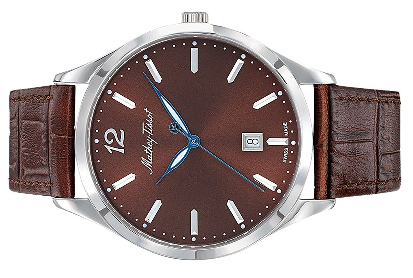 Mathey-Tissot Urban Lederarmband Braunes Zifferblatt Quarz H411AM Herrenuhr