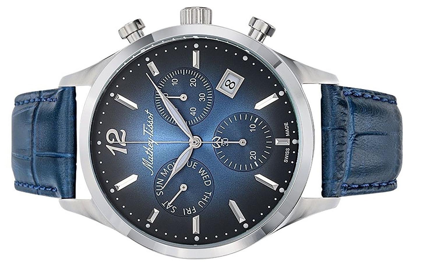 Mathey-Tissot Urban Chrono Lederarmband Blaues Zifferblatt Quarz H411CHALBU Herrenuhr
