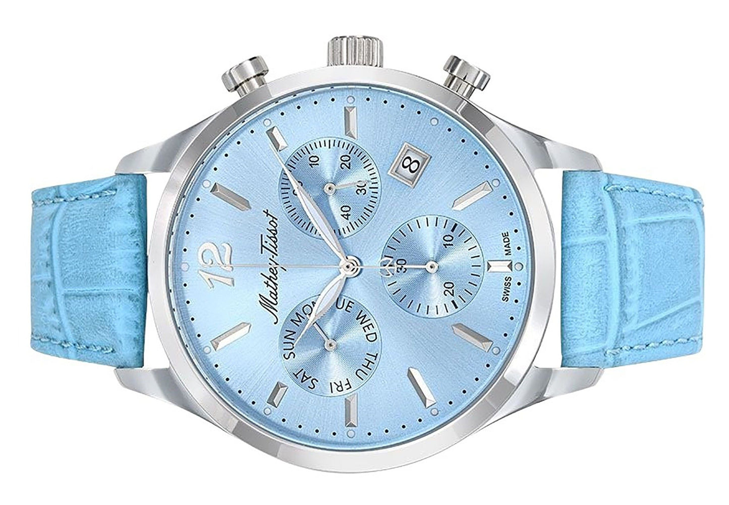Mathey-Tissot Urban Chrono Lederarmband Blaues Zifferblatt Quarz H411CHALSKY Herrenuhr