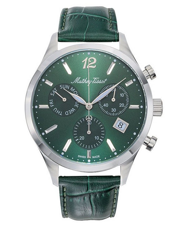 Mathey-Tissot Urban Chronograph Lederarmband Gr?nes Zifferblatt Quarz H411CHALV Herrenuhr