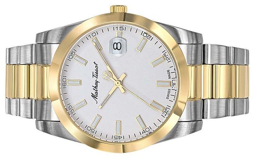 Mathey-Tissot Mathy I Two Tone Edelstahl White Dial Quarz H450BI Herrenuhr