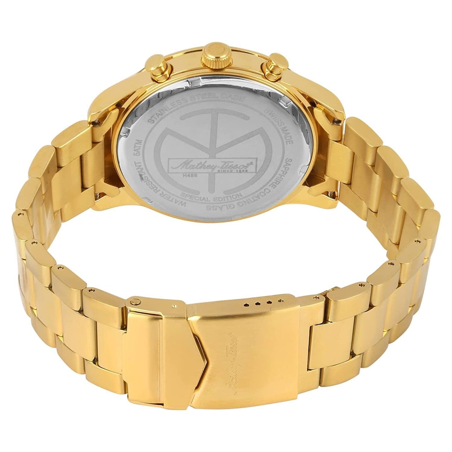 Mathey-Tissot Mathy I Jumbo Special Edition Goldfarben Edelstahl Blaues Zifferblatt Quarz H455PBU Herrenuhr