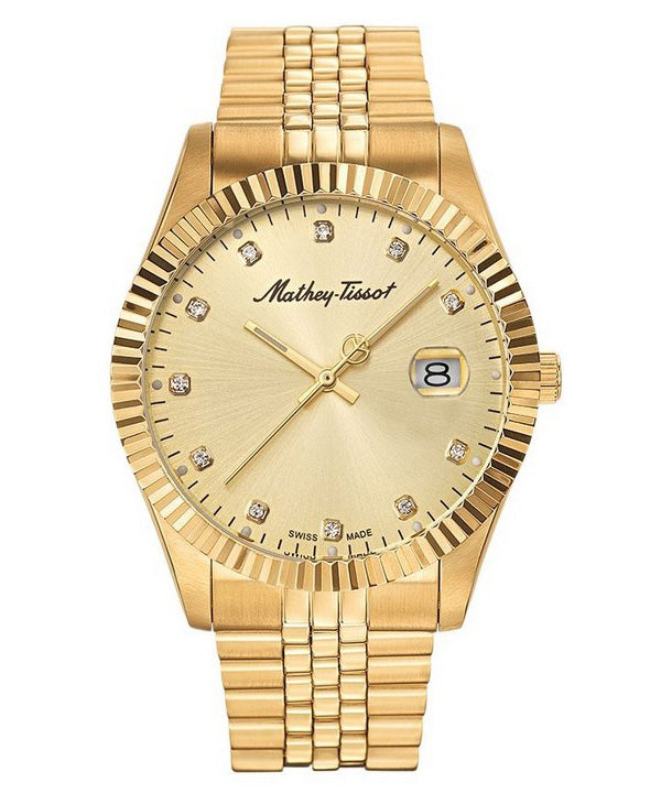 Mathey-Tissot Mathy II Edelstahl Crystal Accents Goldfarben Dial Quarz H710PDI Herrenuhr