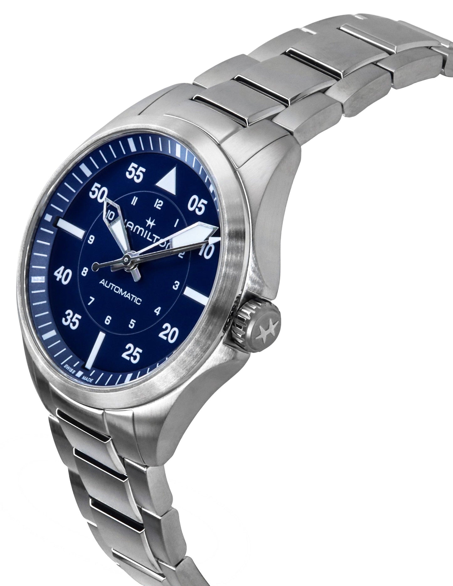 Hamilton Khaki Aviation Pilot Edelstahl Blaues Zifferblatt Automatik H76305140 100M Herrenuhr