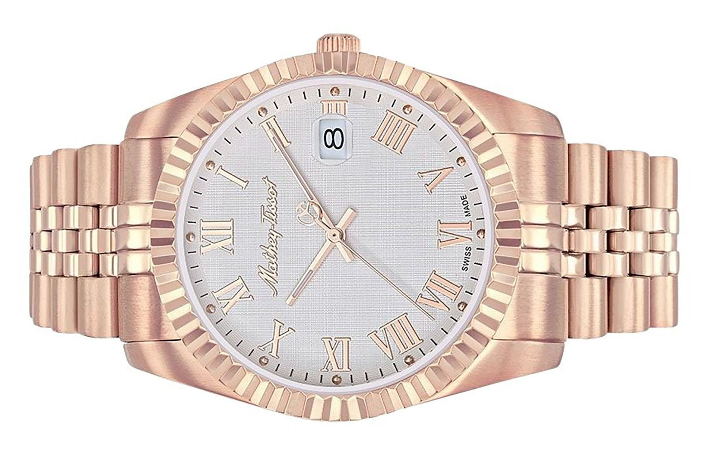 Mathey-Tissot Mathy III Roman Rose Goldfarben Edelstahl White Dial Quarz H810PRA Herrenuhr