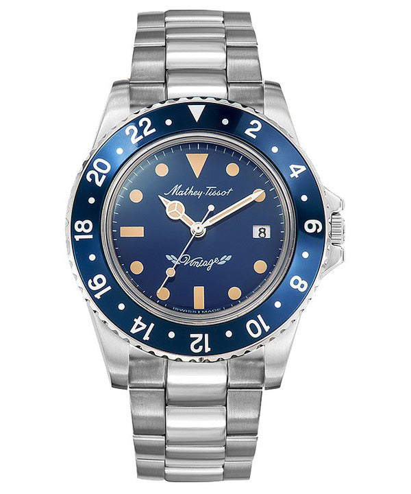 Mathey-Tissot Vintage Edelstahl Blaues Zifferblatt Quarz H900ABU Herrenuhr