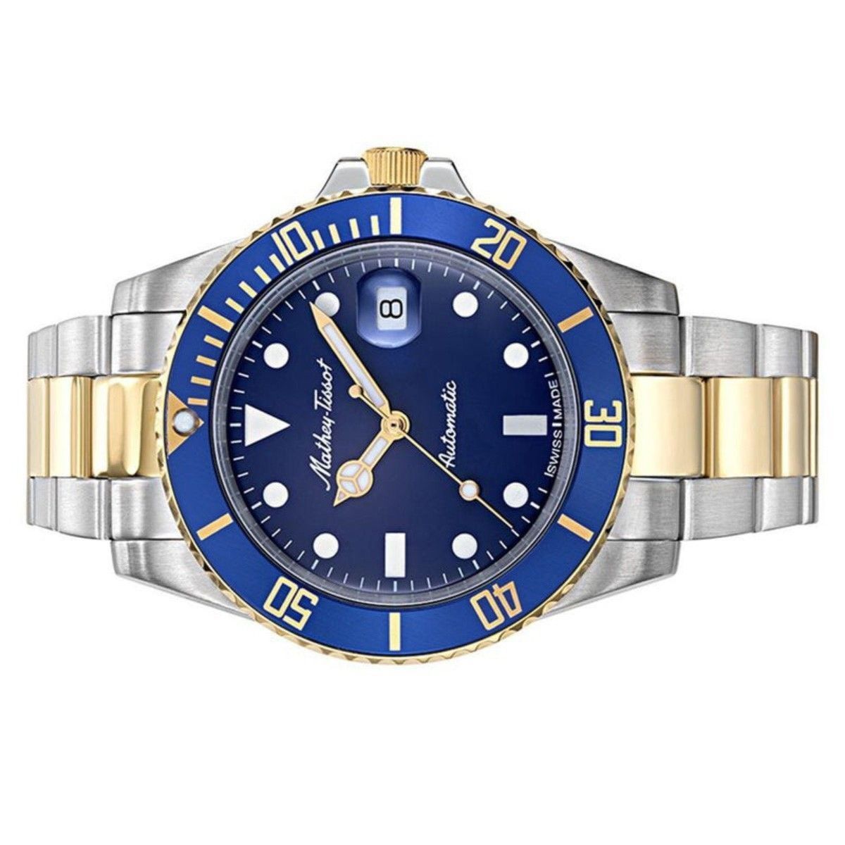 Mathey-Tissot Mathy Vintage Automatik Two Tone Edelstahl Blaues Zifferblatt H901ATBBU 100M Herrenuhr