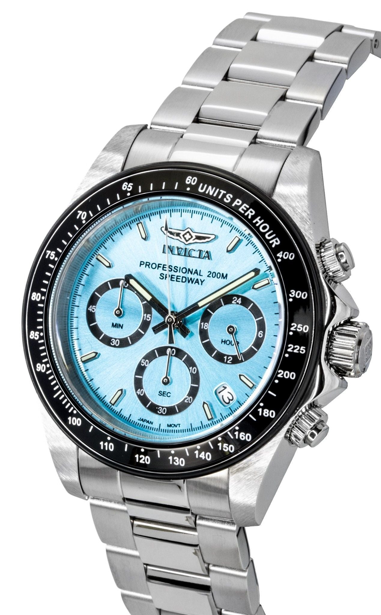 Invicta Speedway Chronograph Edelstahl Turquoise Dial Quarz Taucher 15589 200M Herrenuhr