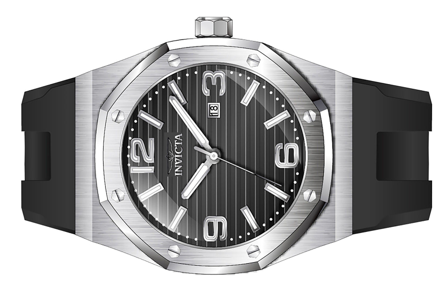 Invicta Huracan Silicone Strap Schwarzes Zifferblatt Quarz 45772 100M Herrenuhr