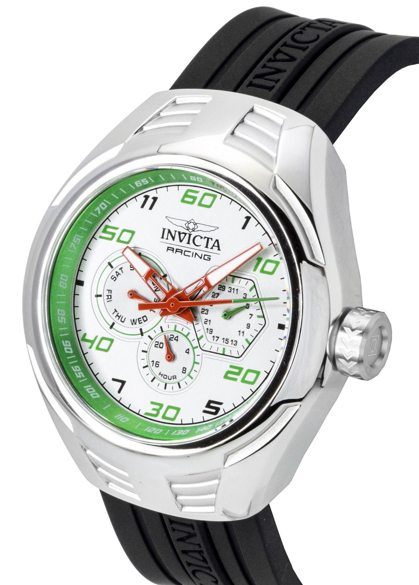 Invicta Racing Silicone Strap Silberfarbenes Zifferblatt Quarz 47726 Herrenuhr
